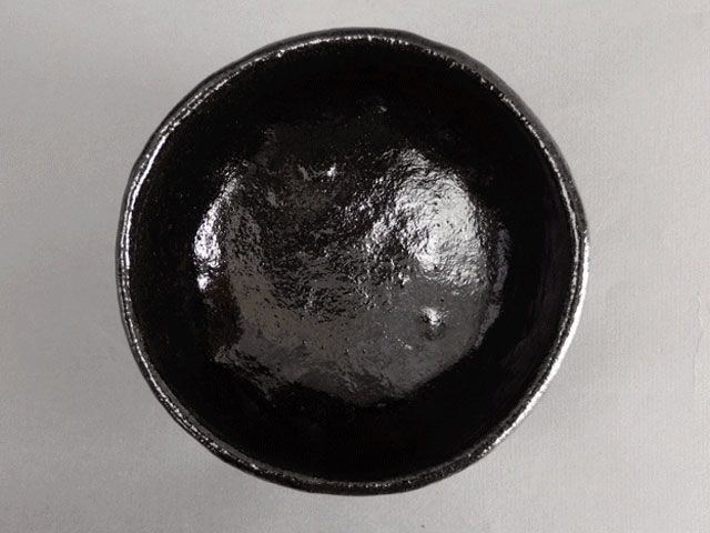 三代小川長楽(裕起夫)黒茶碗 小川長楽 裕起夫 黒楽茶碗 茶道具 抹茶 工芸品