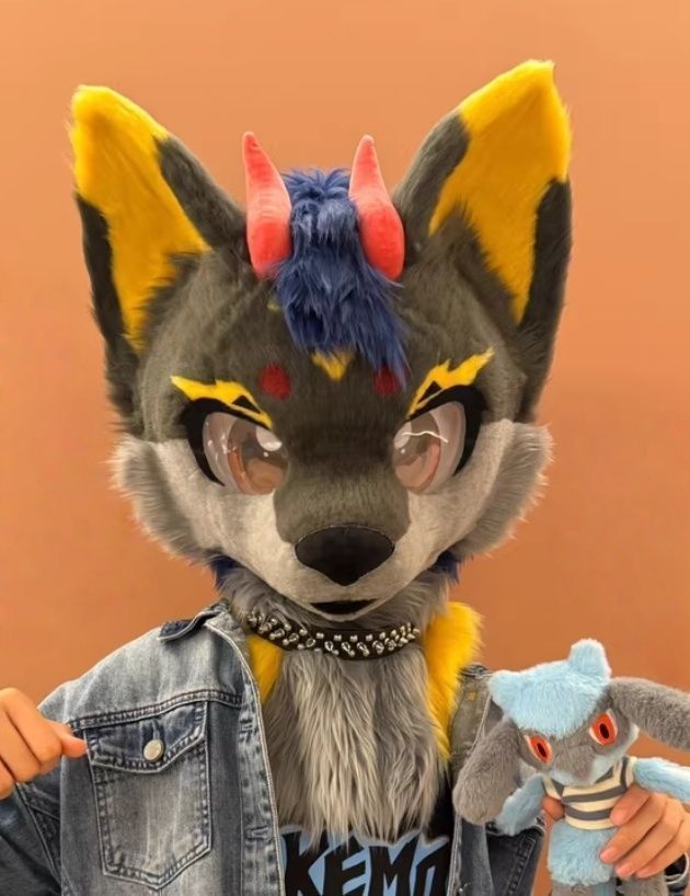 着ぐるみヘッド 犬 NO.201 グレー 黄色 全頭ヘッド ケモノ ファースーツ ぬいぐるみ コスプレ コスチューム kigurumi