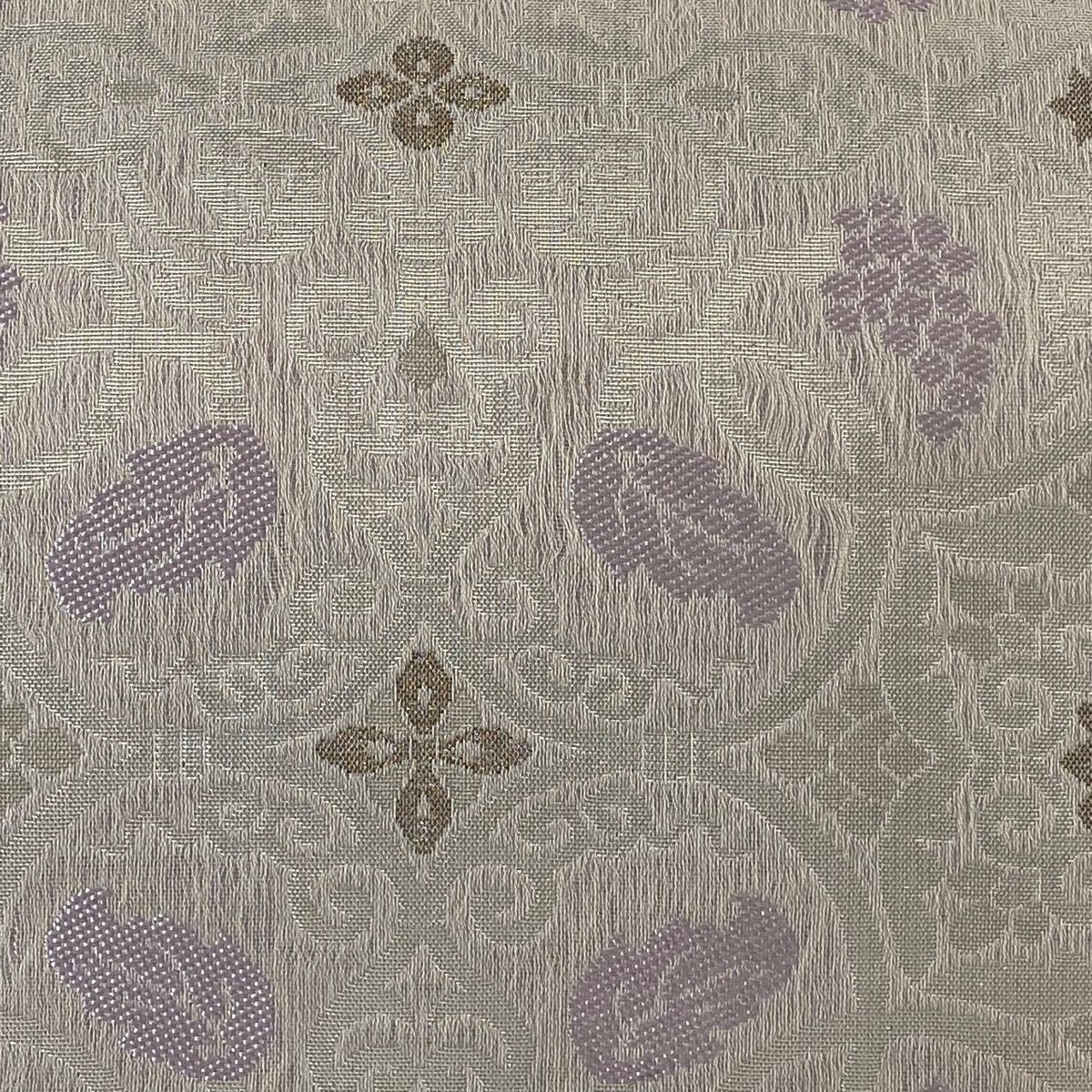 名古屋帯 美品 名品 葡萄唐草 華文 金糸 箔 薄紫 正絹 【中古