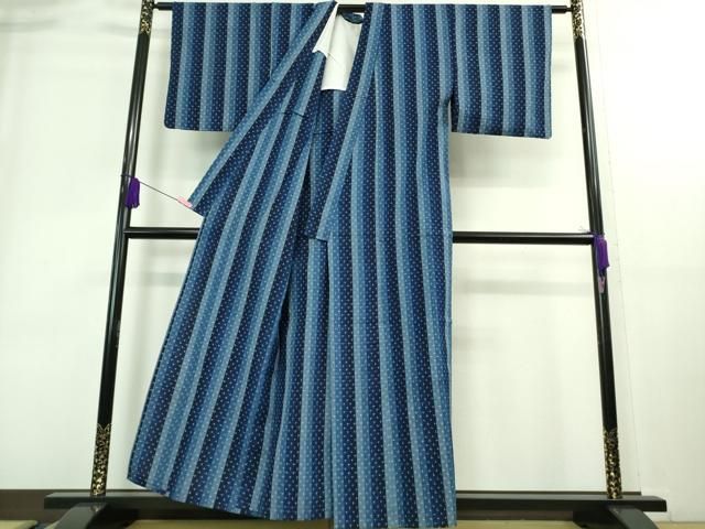 平和屋着物□極上 久留米絣 単衣 綿 ちぢみ織 特六双 国武織物謹製