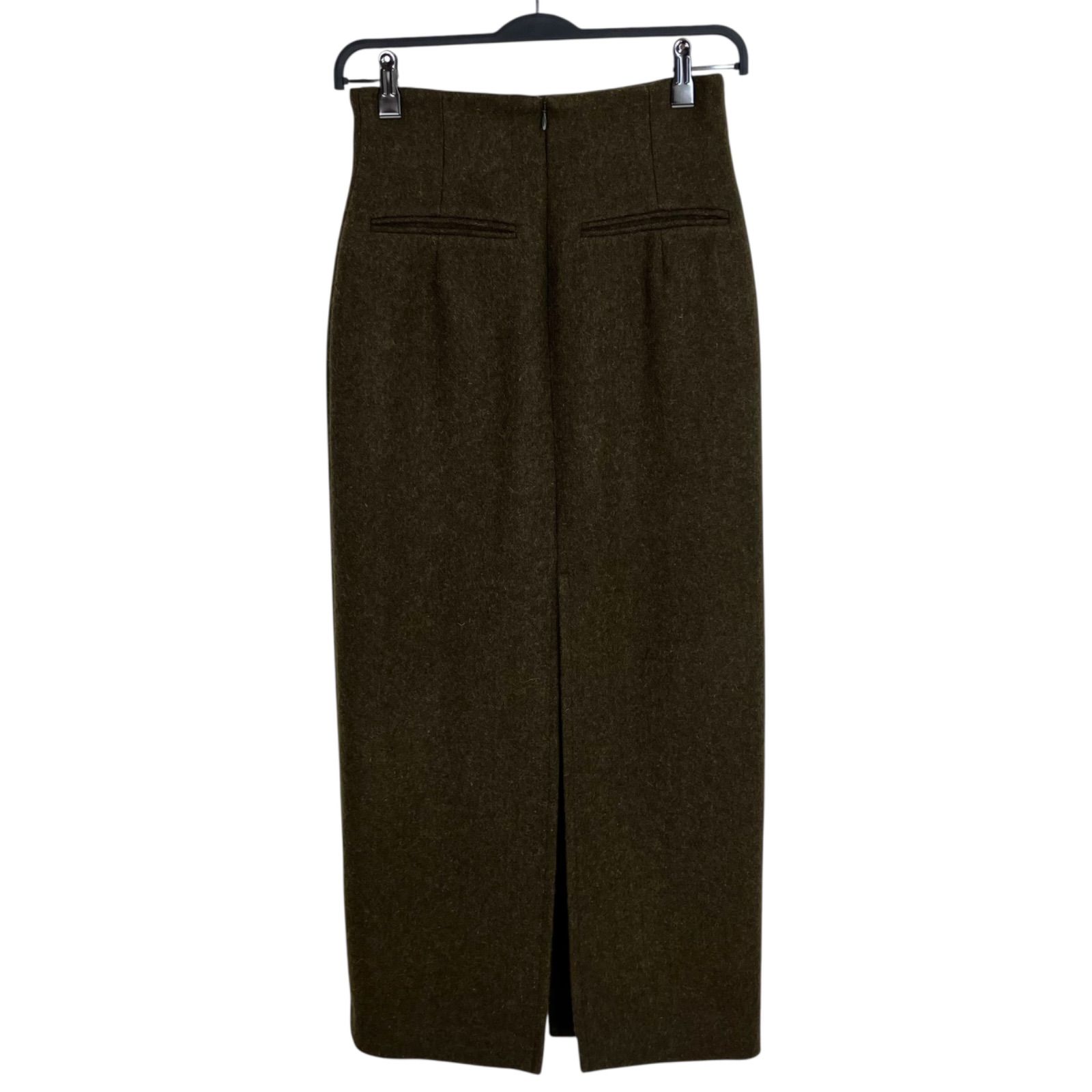 Whim Gazette メルトンスリットスカート 36 カーキ 緑 ウィムガゼット ウール タイト ロングスカート WGZ1042301A0003