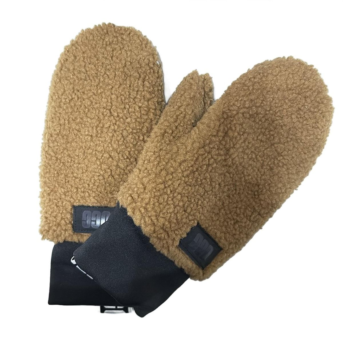 UGG(アグ) 手袋 レディース - ブラウン×黒×白 ミトン レザー、フェイク