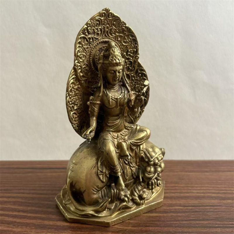銅器 仏像 普賢菩薩像乗白象 彫刻 置物 開運 風水 置物 工芸品