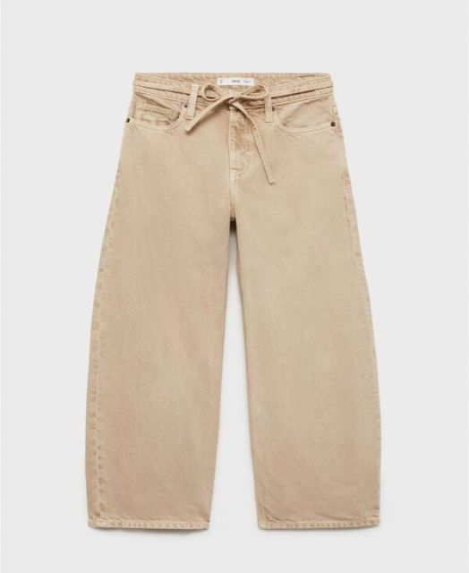 【送料無料】 マンゴ レディース デニムパンツ ボトムス Women's Belt Balloon Jeans Sand