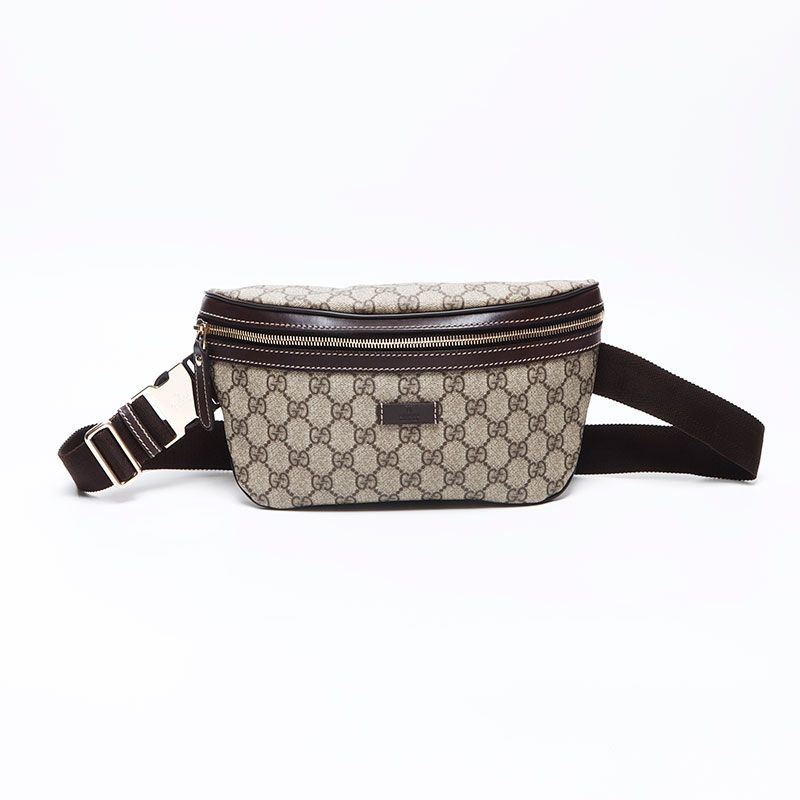 GUCCI ボディバッグ　ウエストバッグ　GG スプリーム　PVC レザー GUCCI グッチ GGスプリーム ボディバッグ ブラック／グレー