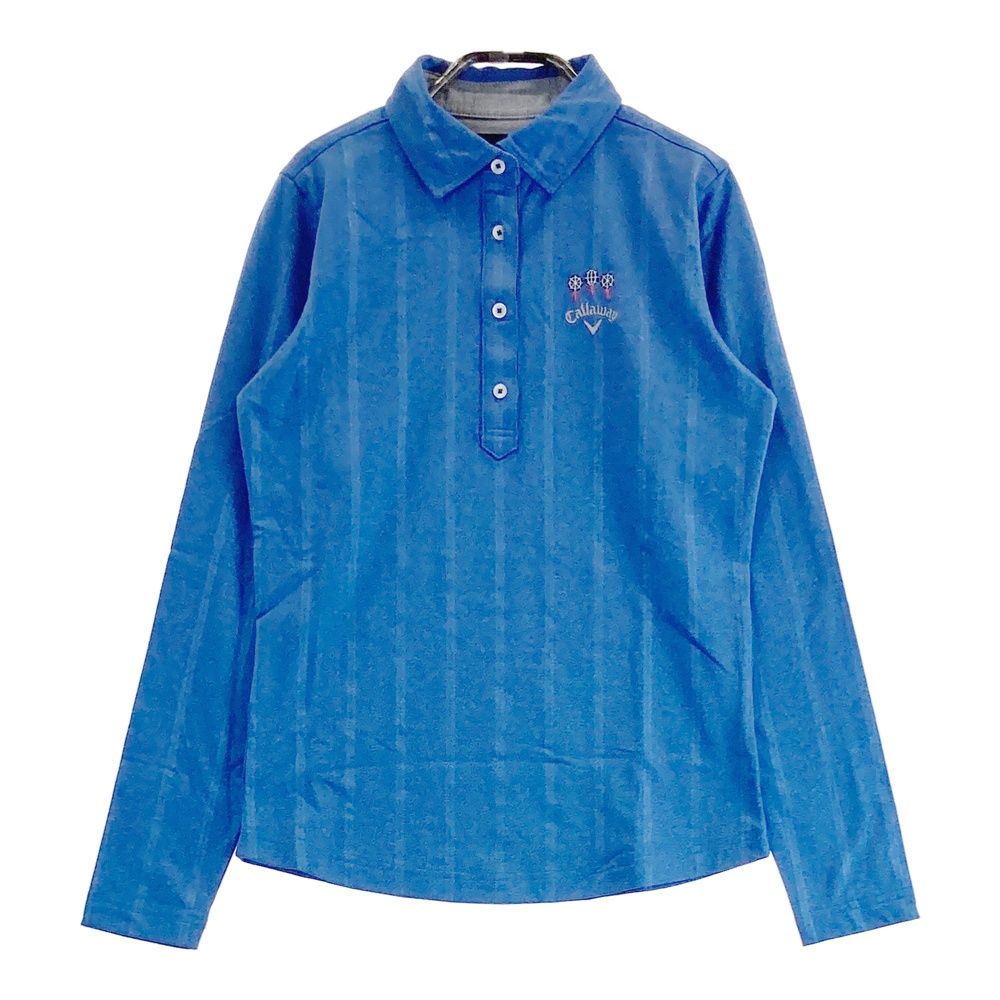 大人気のCallaway 水色 ストライプ ポロシャツ Callaway（キャロウェイ） ストライププリント 半袖ポロシャツ +