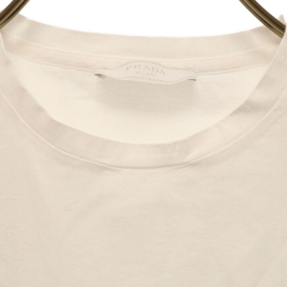 PRADA (プラダ) Interlock Tee ロゴプリント半袖Tシャツ ホワイト  