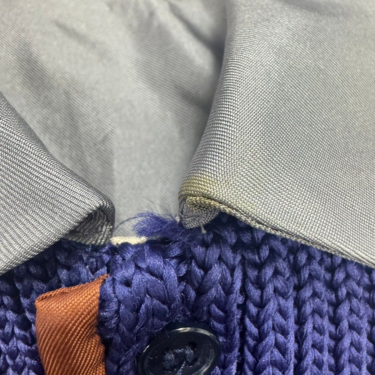 tricot COMME des GARCONS トリココムデギャルソン 2000SS ミックスドッキングブラウス シャツ TB-100070-A グレー×ブルー tricot COMME des GARCONS トリココムデギャルソン 2000SS ミックス