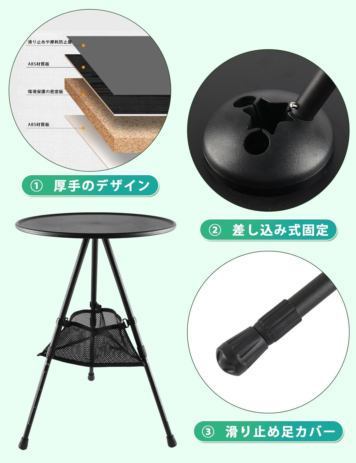 Suzile 4ピース ポータブルキャンプテーブル アルミニウム 折りたたみ式 キャンプサイドテーブル 収納バッグ付き キャンプテ 並行輸入品 MOON LENCE キャンプテーブル アウトドアテーブル