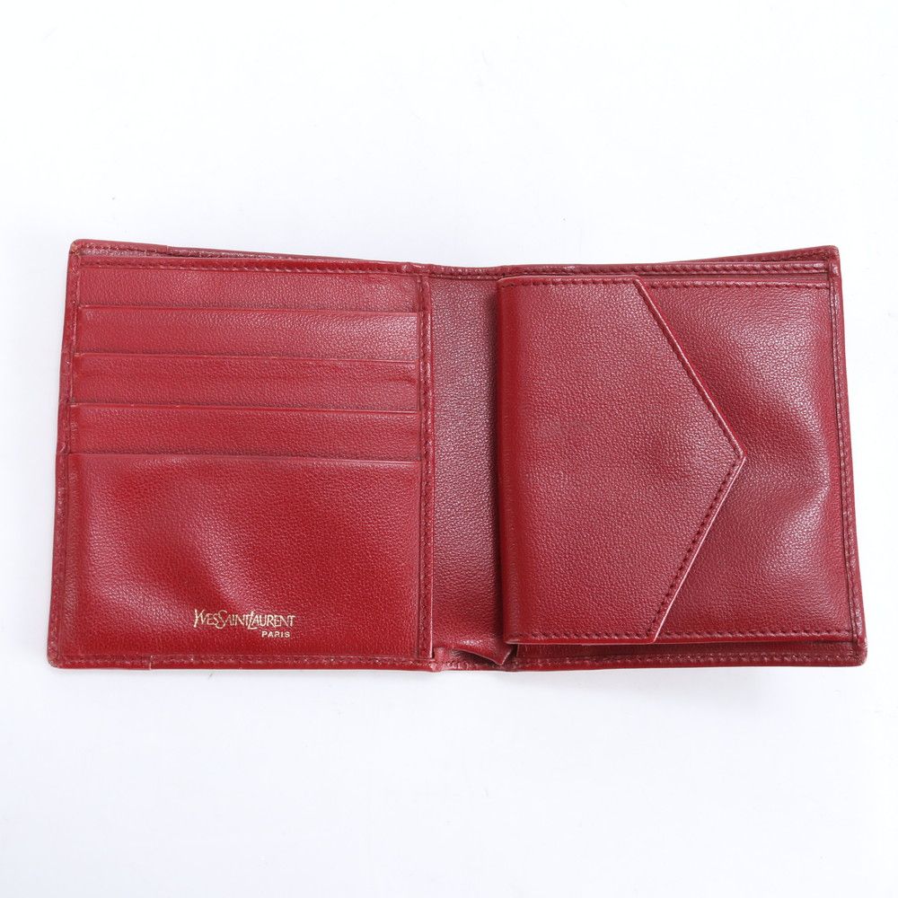 希少【Yves Saint Laurent 】Ｙカットウォレット【未使用品？】 美品 YSL イヴ サンローラン Yカット レザー 二つ折り 財布