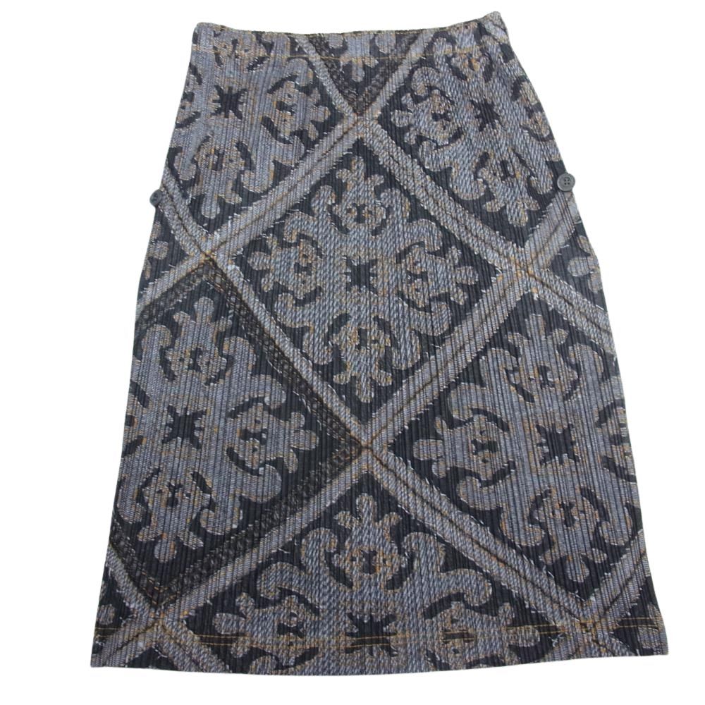 プリーツプリーズイッセイミヤケ デニム風デザインスカート　サイズ4 PLEATS PLEASE プリーツプリーズ イッセイミヤケ 09SS PP91-JG562