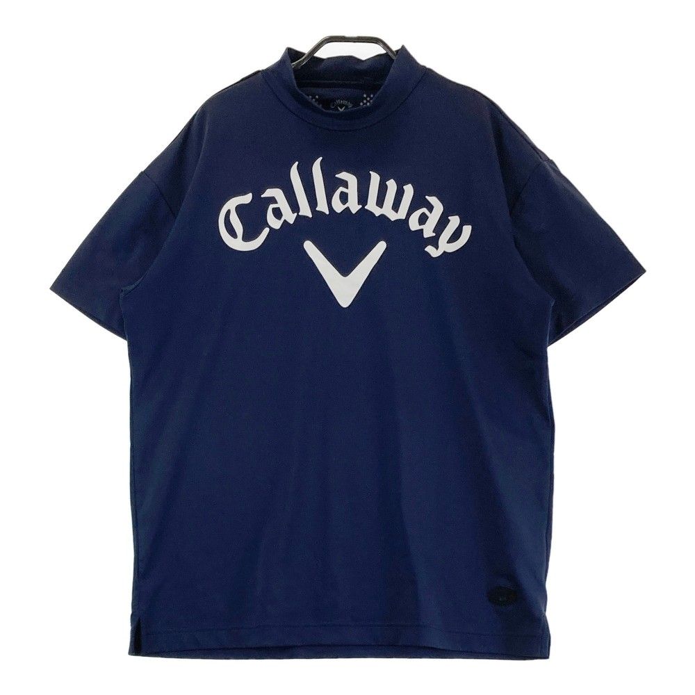 サイズ：L CALLAWAY キャロウェイ  モックネック半袖Tシャツ メッシュ ボーダー柄 ネイビー系 [240101410352] ゴルフウェア メンズ ストスト カジュアルゴルフドットコムby PALM SPRINGSにCallaway Apparel
