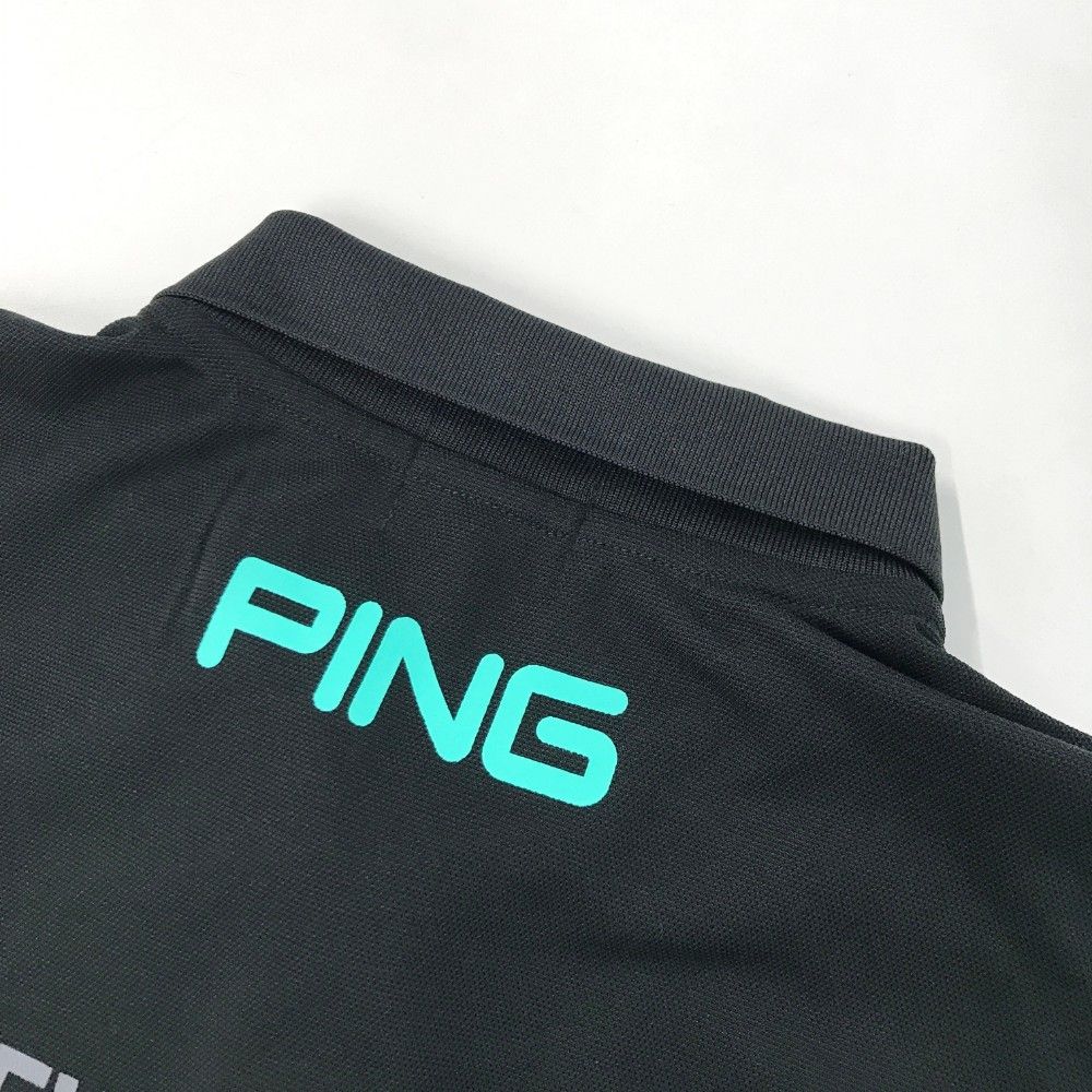 ○★新品未使用　PING（ピン） ロゴ ポロシャツ　S　ブラック PING ポロシャツ ピン 六角柄ジャカード半袖ポロシャツ メンズ
