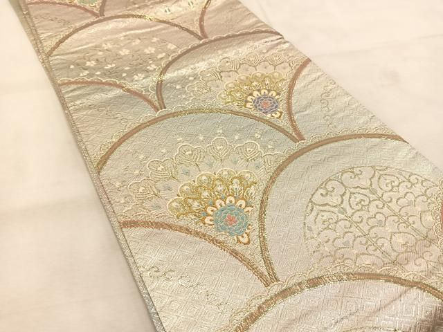 正絹　袋帯　六通柄　唐織　四季華　ベビーピンク 正絹 袋帯 六通柄 唐織 四季華 ベビーピンク