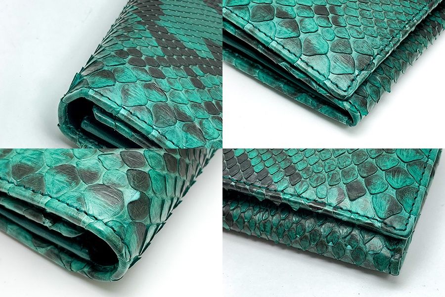【希少】GUCCI グッチ パイソン ２つ折り コンパクトウォレット グリーン系 グッチ GUCCI Gマーモント レザー パイソン コンパクト