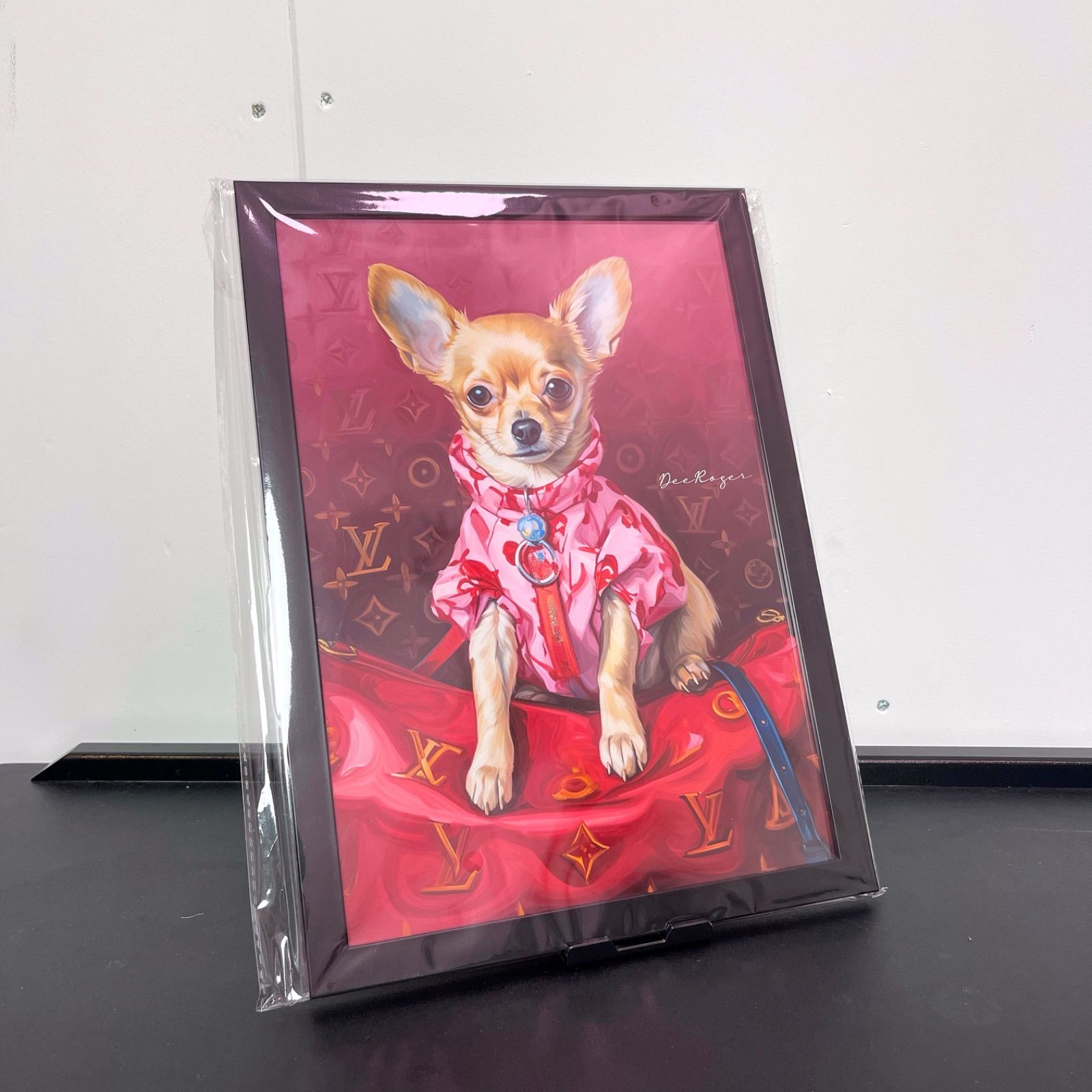 キャンパスアート！ルイヴィトン⭐︎ワンチャン Louis Vuitton Dog Art 額付き ドッグ アートポスター 犬 チワワ ルイ