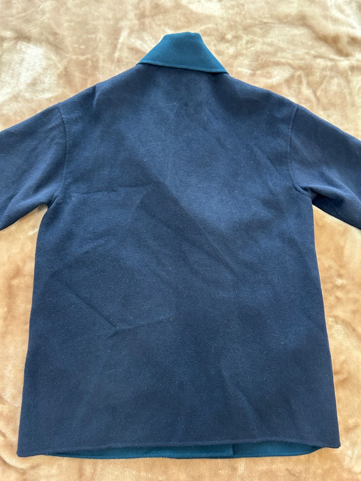 チェスターコート ネイビー紺色ダークブルー濃青色毛