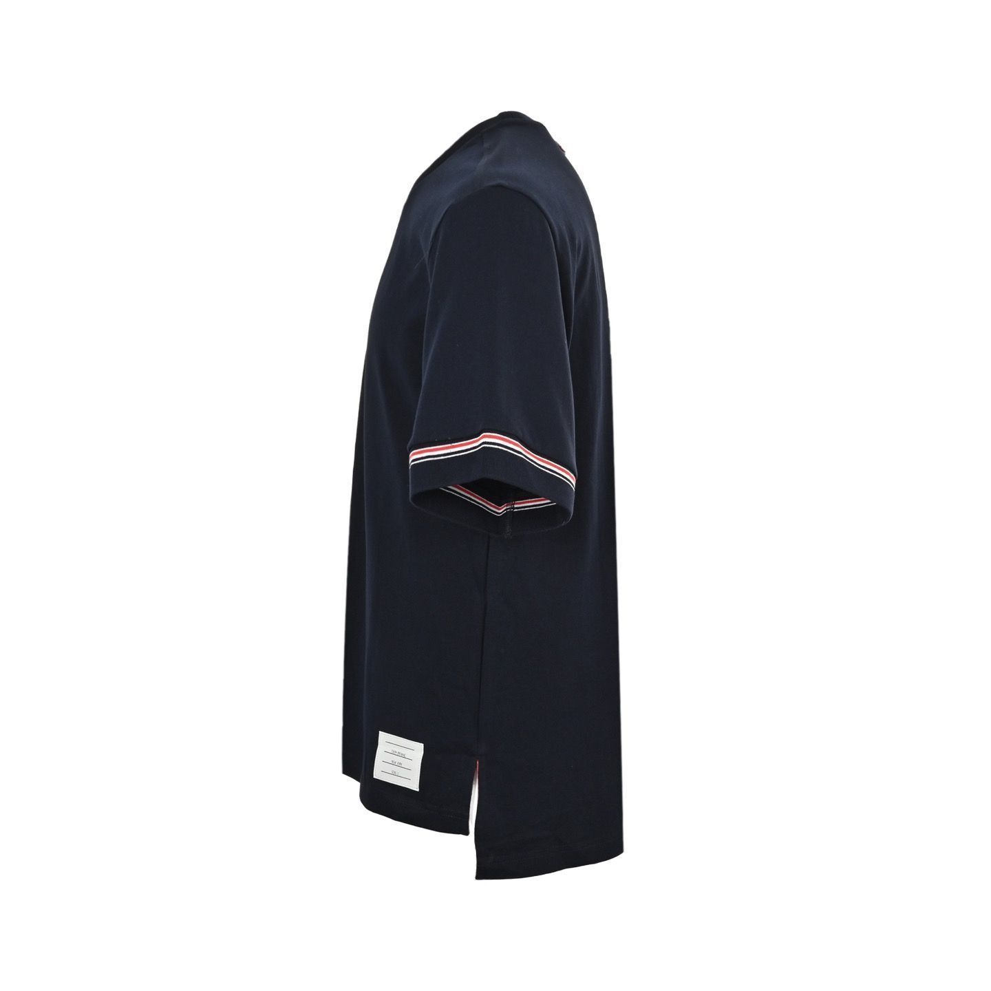 ★THOM BROWNE★ライトウェイト コットン ショート スリーブ 今日特価】Thom Browne 25ss カフ三色ストライプ ショート
