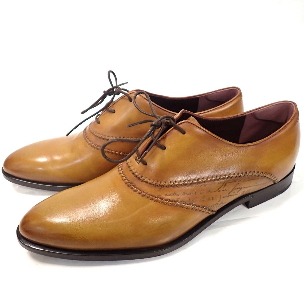 Th979301 ベルルッティ 靴 ラピエセ・ルプリゼ スクリットレザー オックスフォード ICE GOLD サイズ10.5 メンズ Berluti 美品 Berluti中古