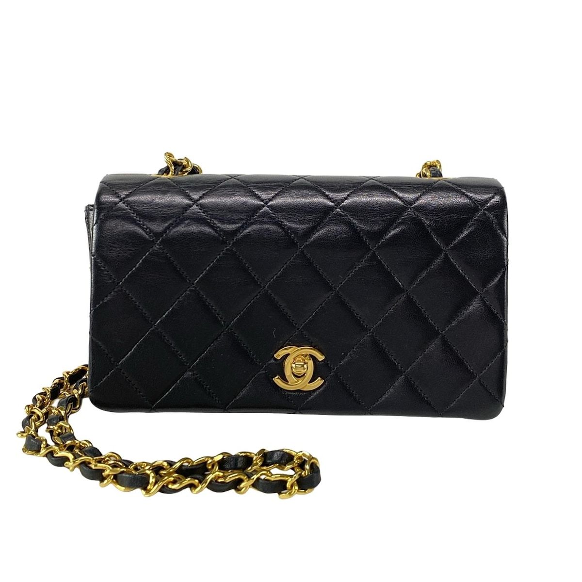 シャネル　ミニマトラッセ　ラムスキン　黒　ゴールド金具　ショルダーバッグ CHANEL シャネル ミニマトラッセ チェーンショルダーバッグ