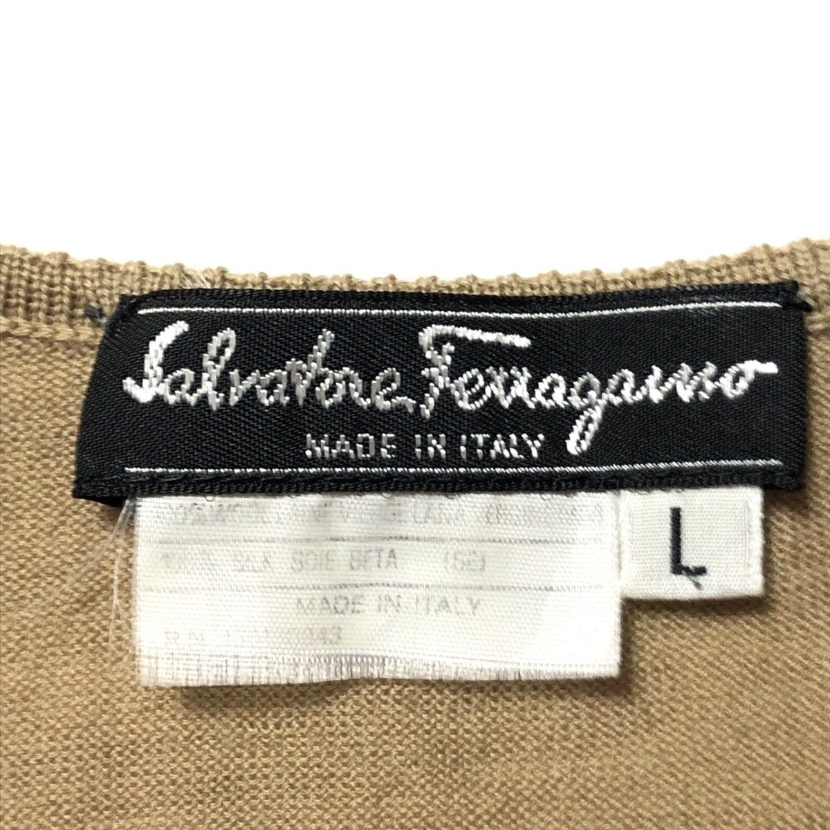 SalvatoreFerragamo(サルバトーレフェラガモ) カーディガン サイズL レディース - ライトブラウン×ブラウン×マルチ 長袖/チェック柄