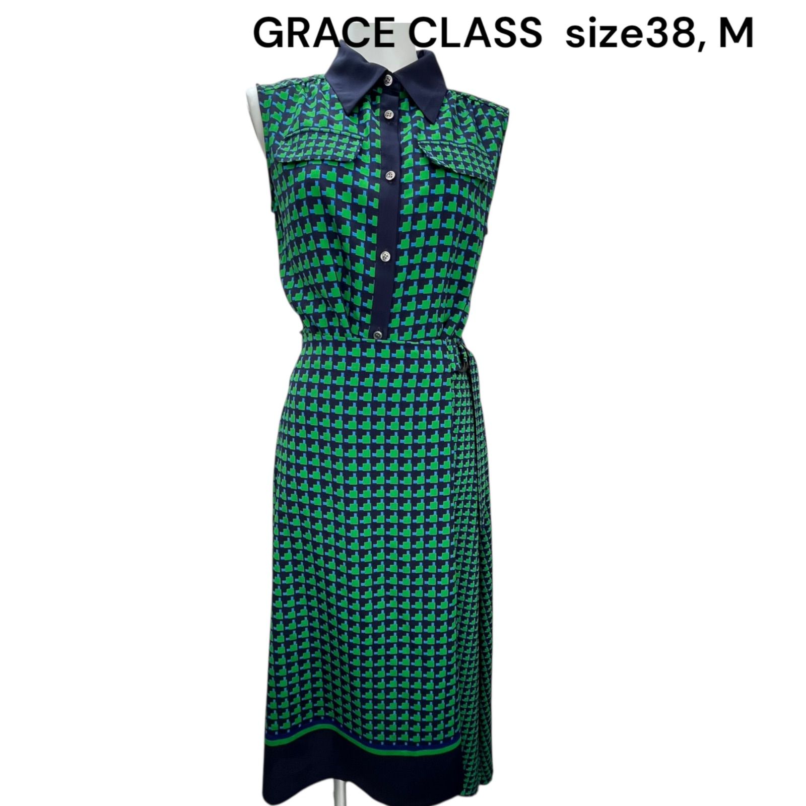 Glace Class グレースクラス キカコンビプリントシャツワンピース 38 グレースクラス Glace Class キカコンビプリントシャツワンピース 38