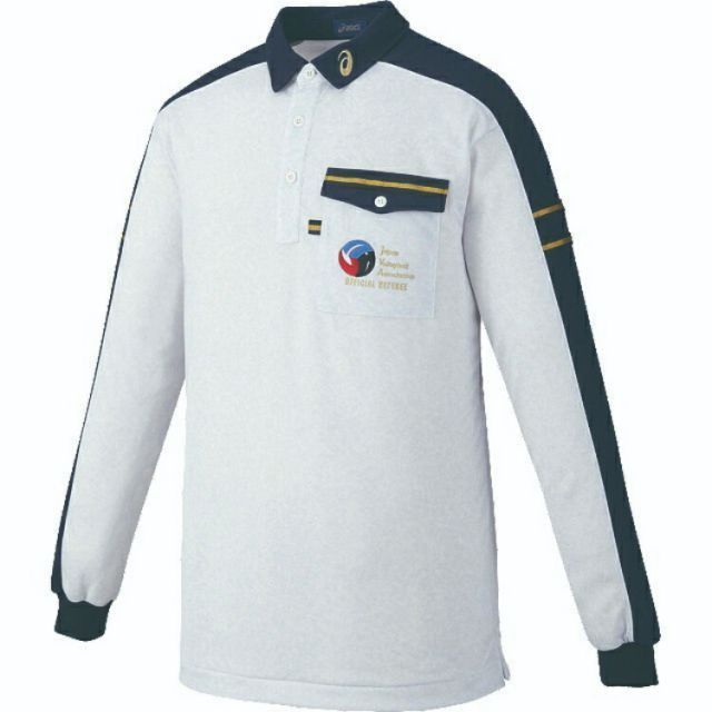 asics アシックス REFEREESHIRTLS ホワイトモクxNV M XW6315 9750 | スポーツ バレーボール メンズ レディース バレーボールウェア ウエア ゲームウェア ホワイト 白 ネイビー 紺 M トップス レフリーシ