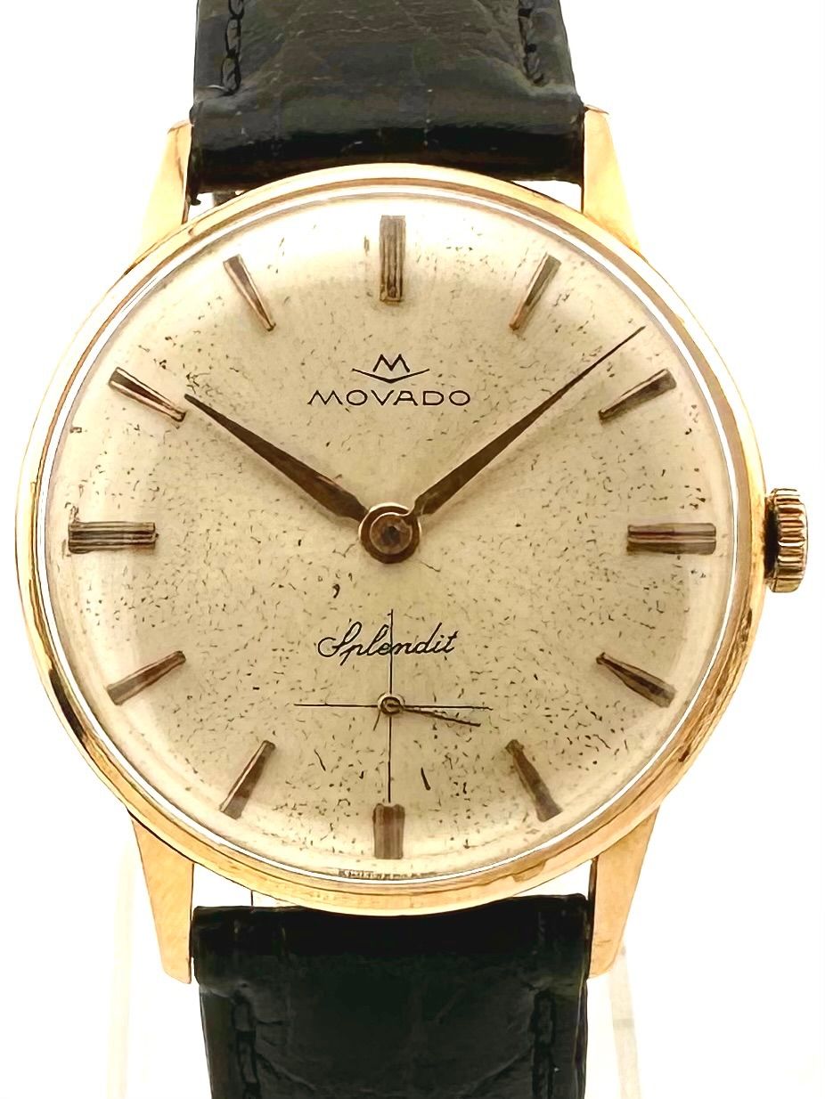 売れ筋アイテムラン MOVADO モバード 金無垢 手巻き時計 スモセコ Splendit K18PG モバード