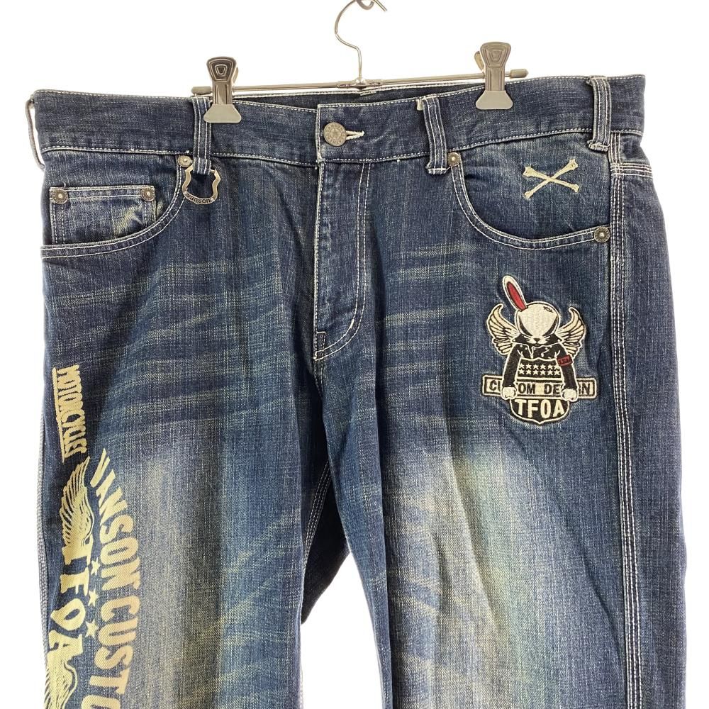 中古】VANSON T.F.O.A デスラビット＆ロゴ刺繍デニムパンツ サイズ36 