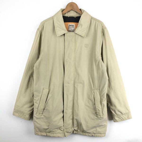 【古着】 Timberland ティンバーランド ナイロンジャケット フリース裏地 薄綿入り ベージュ系 メンズM 【中古】 n058283