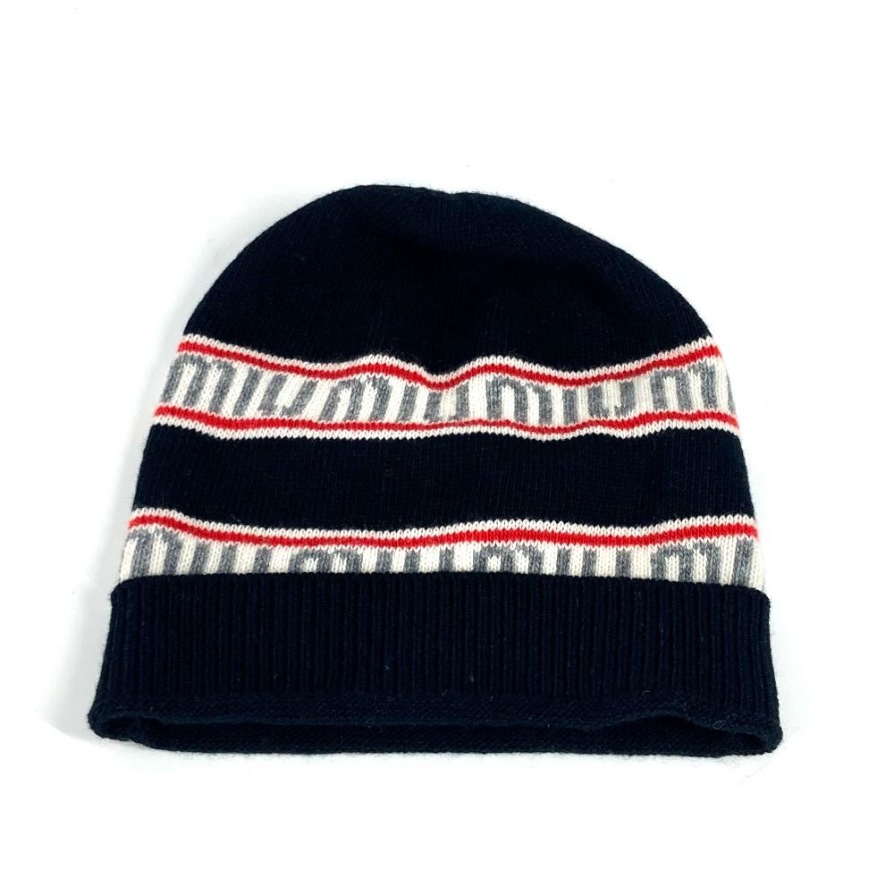 MIUMIU ミュウミュウ ニット帽 ロゴ ウール ブラック - メルカリ