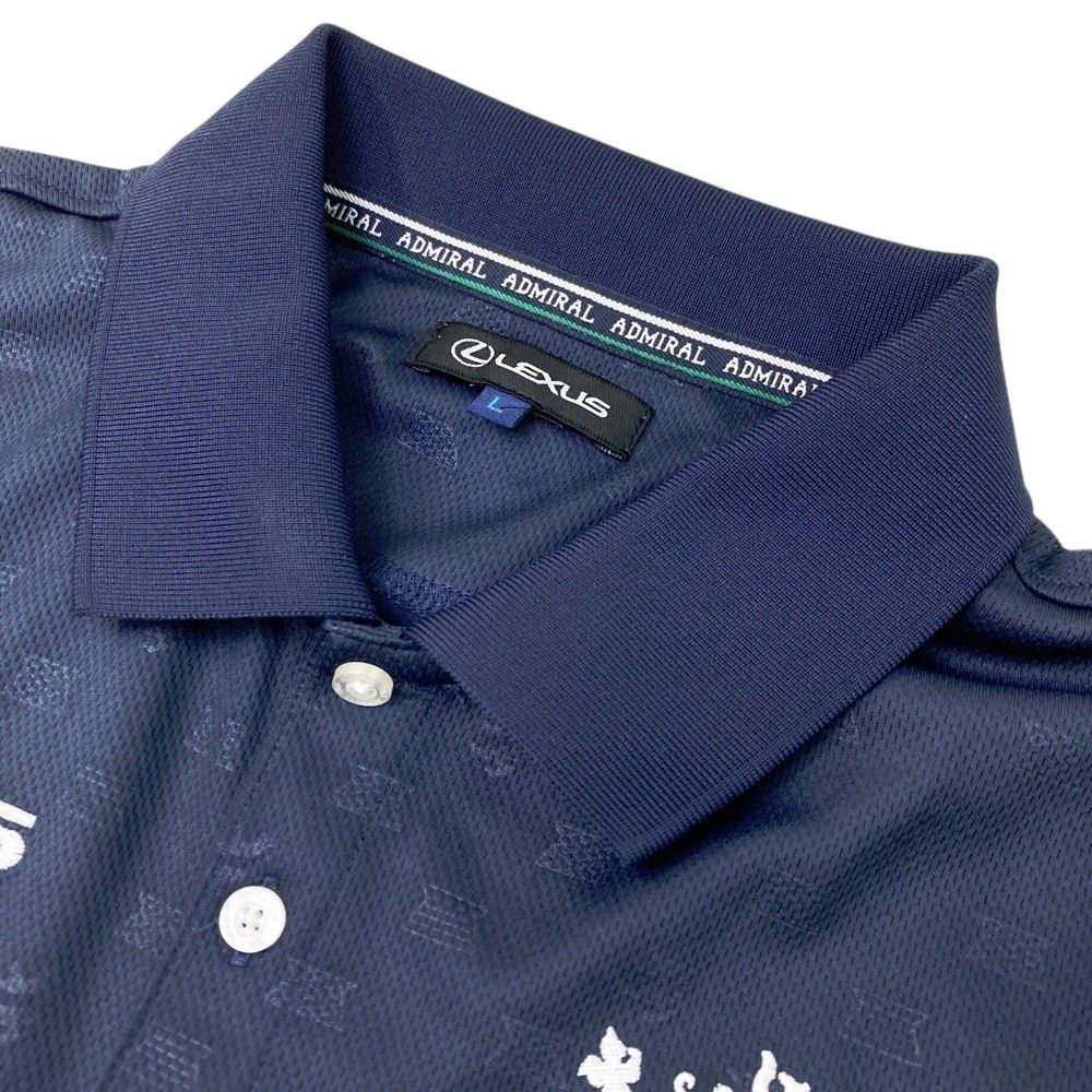 サイズ L ADMIRAL アドミラル × LEXUS 半袖ポロシャツ 総柄 ネイビー系 240101508860 ゴルフウェア メンズ ストスト LLC-HASEGAWATOSO_COM
