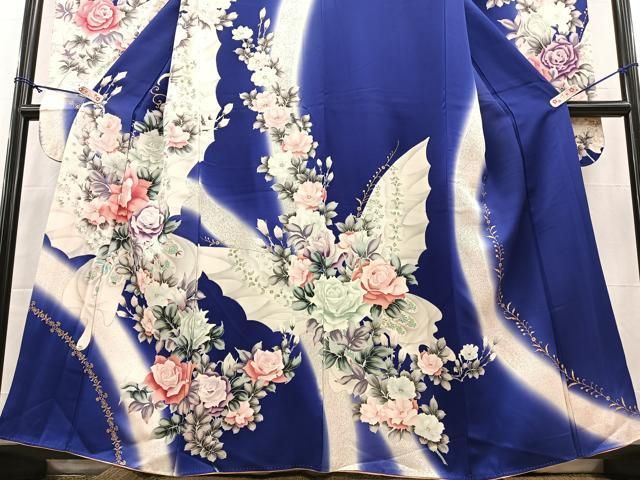k-5996 華やかなデザイン 暈し 花 正絹 振袖 - 着物・浴衣