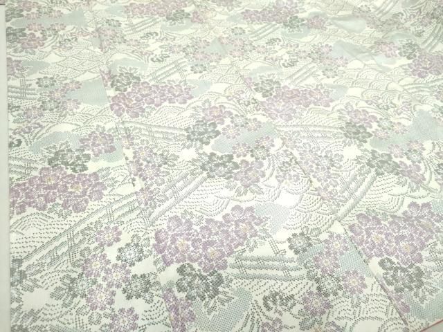 平和屋着物●本場大島紬　白大島　7マルキ　流水花文　正絹　逸品　DAAS3341ps 平和屋着物○本場大島紬 白大島 7マルキ 流水花文 正絹 逸品