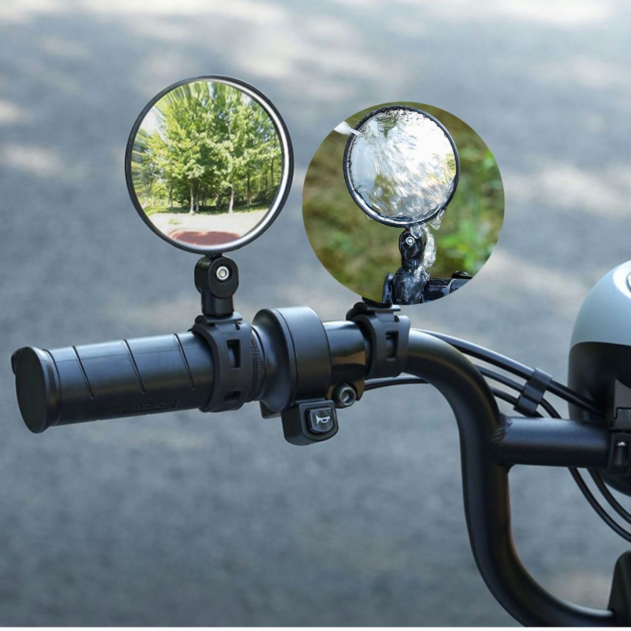 自転車用ミラー バックミラー サイドミラー サイクルミラー バーエンドミラー 5段階調節 360度回転 180度 角度調節可能 凸レンズ 後方確認