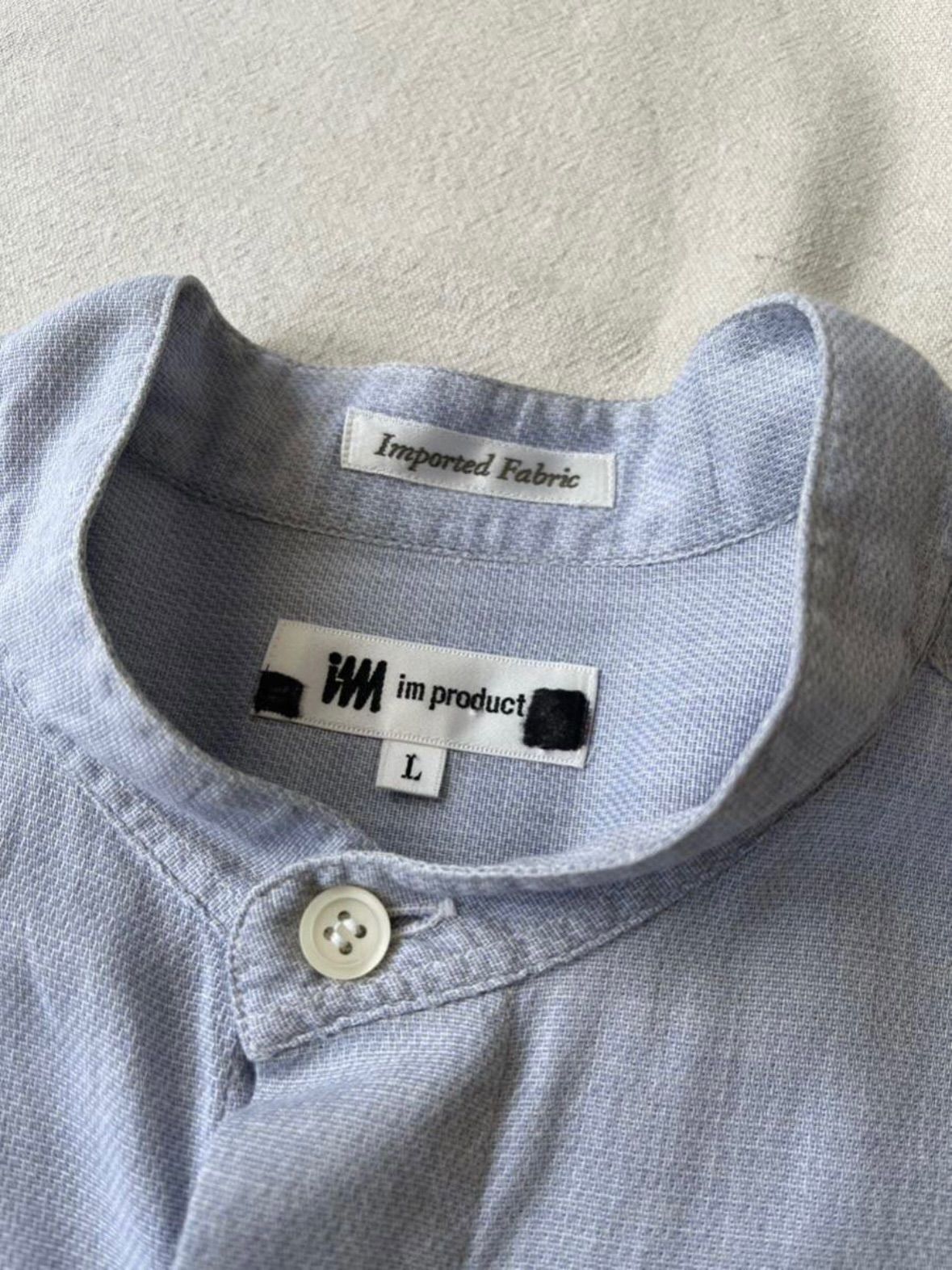 80s 90s イッセイミヤケ　ハンドカラーシャツ　デザイン◎ ヴィンテージ 80s im ISSEY MIYAKE バンドカラー シャツ / S コットン ブルー