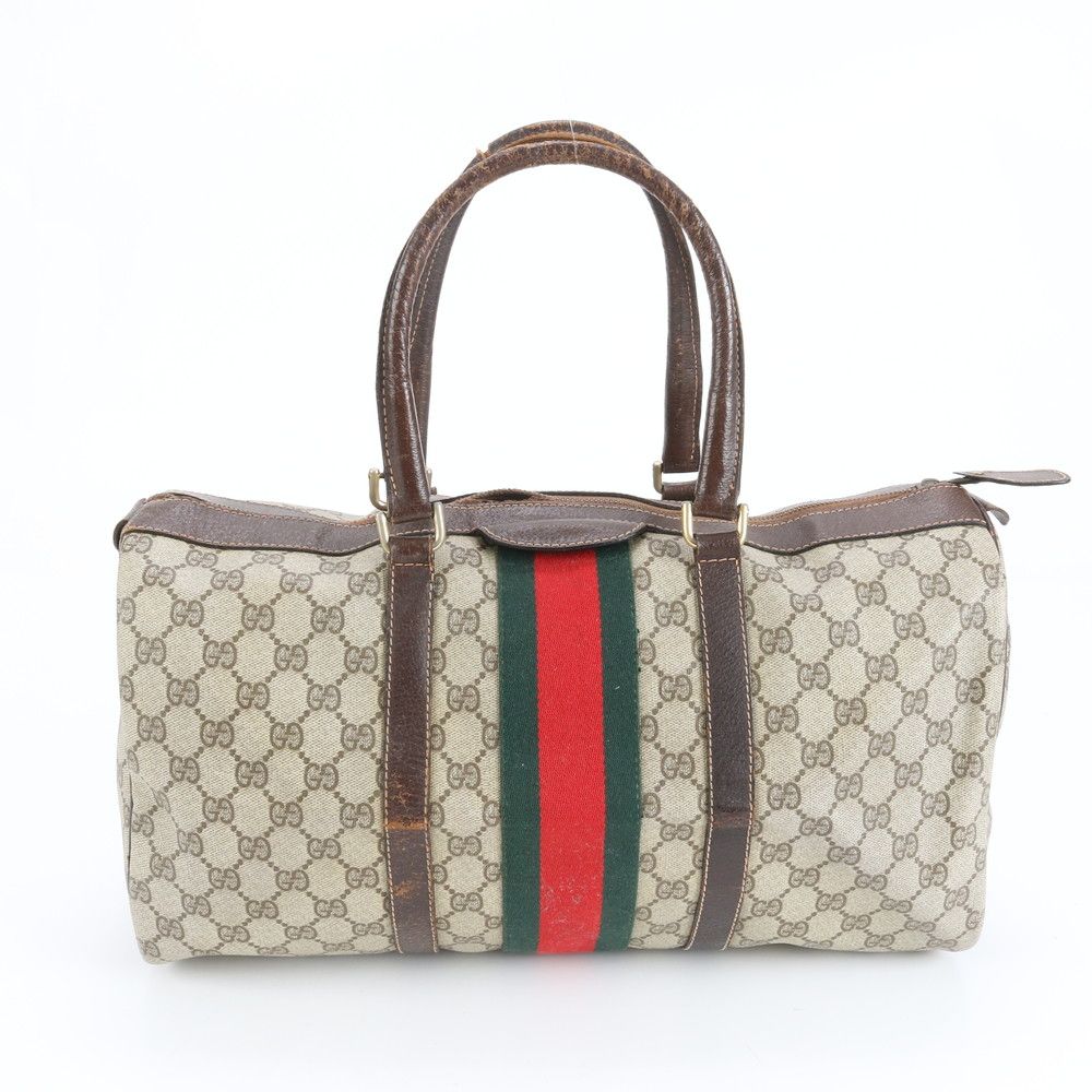 オールド バーバリーズ ボストンバッグ チェック柄 革ロゴ 旅行カバン