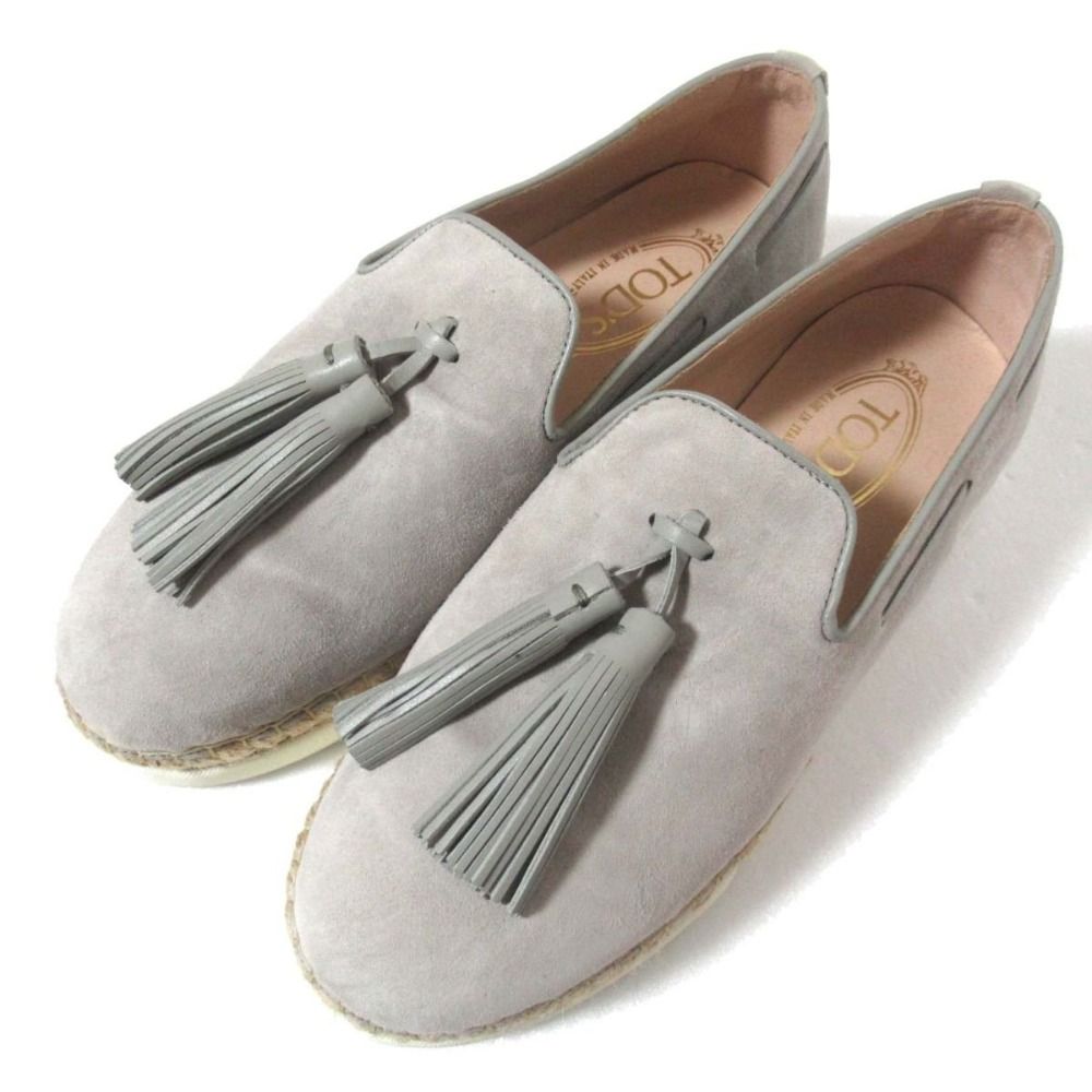美品 TOD'S トッズ スエード レザー タッセル エスパドリーユ