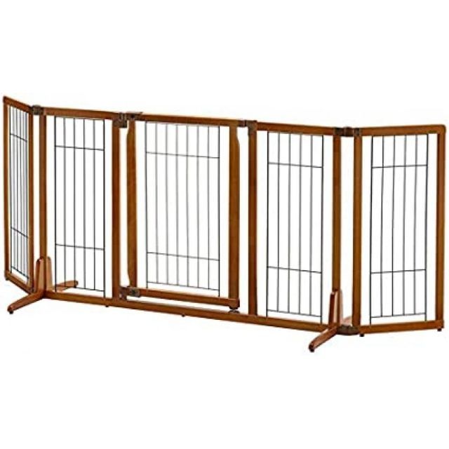 リッチェル 木製おくだけドア付ペットゲートH ワイド ブラウン 自立タイプ スイングペットゲート