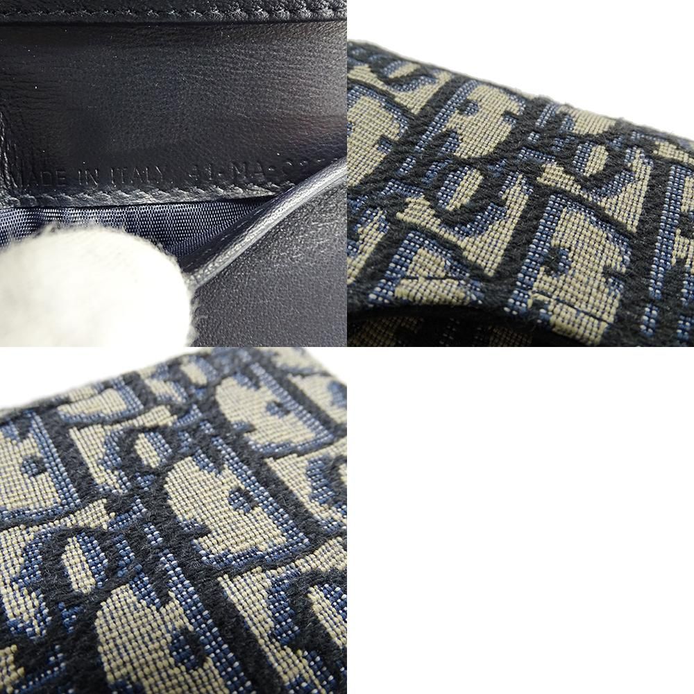 ディオール Dior 財布 レディース ブランド 三つ折り財布 キャンバス レザー サドル ロータスウォレット オブリーク ジャカード ネイビー S5652CTZQ_M928 コンパクト 【中古】 Christian Dior（クリスチャン・ディオール） 財布 レディース サドル