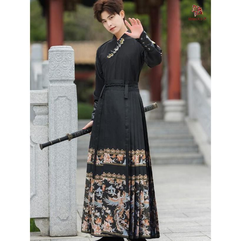 新発売 メンズ 中華コスプレ衣装 袖カバー付き 3点セット 黒