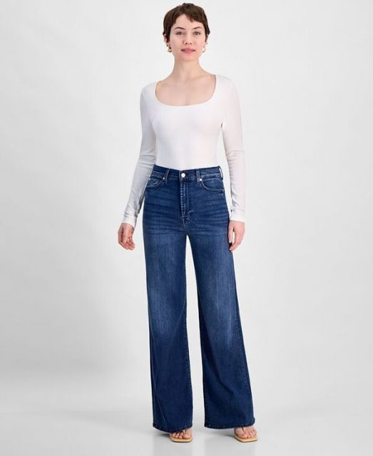 【送料無料】 セブンフォーオールマンカインド レディース デニムパンツ ボトムス Women's Josefina Ultra High Rise Wide-Leg Jeans Tangeri