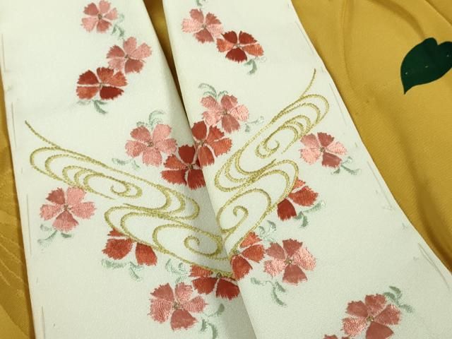 平和屋本店■極上　和染紅型 栗山紅型　栗山吉三郎　振袖・長襦袢(無双仕立て・半衿刺繍)セット　楓　鬼しぼ縮緬　黒地　逸品　DZAB0863kh5 平和屋本店□極上 和染紅型 栗山紅型 栗山吉三郎 振袖・長襦袢(無双