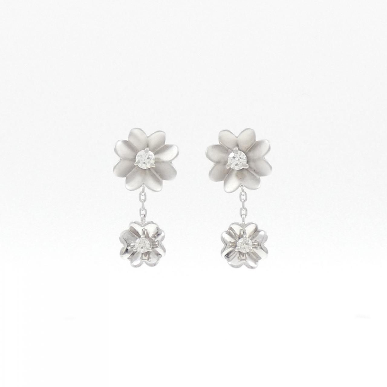 K18WG|K14WG フラワー ダイヤモンド ピアス 0.24CT
