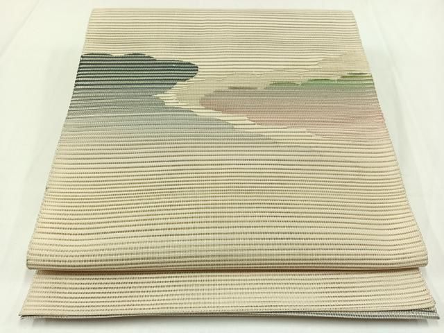 平和屋着物＊夏物 絽綴れ 八寸名古屋帯 流水草花文 金銀糸