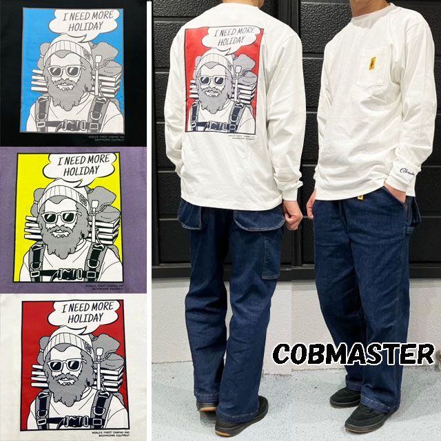 COBMASTER ビッグフェイス おじさん 吸汗速乾 ベーシックフィット L/S TEE  コブマスター メンズ  長袖 ロン T シャツ カットソー オジサン