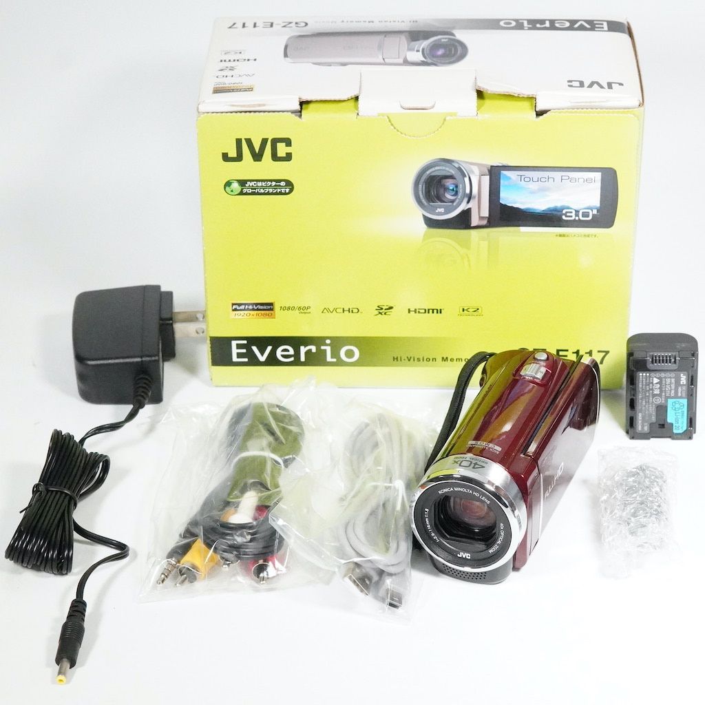 JVC Victor Everio GZ-E117-R レッド 元箱 動作OK 返金保証