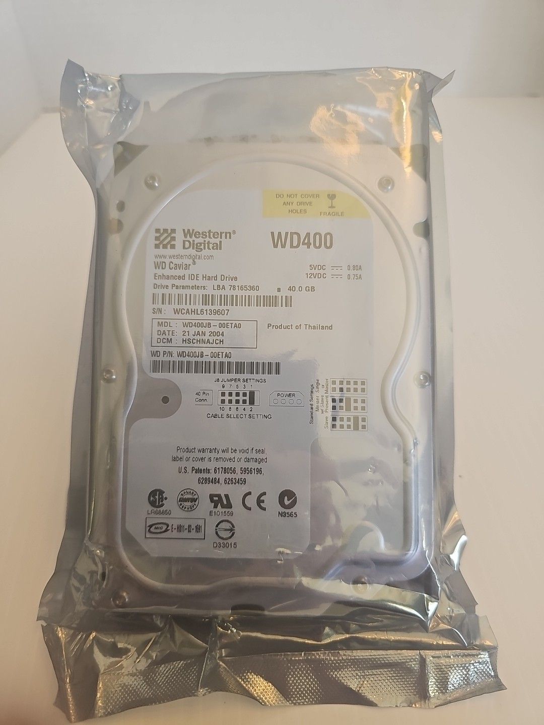 WD400JB-0OETAO WESTERN DIGITAL 40GB 拡張 IDE 3.5 インチ ハードドライブ