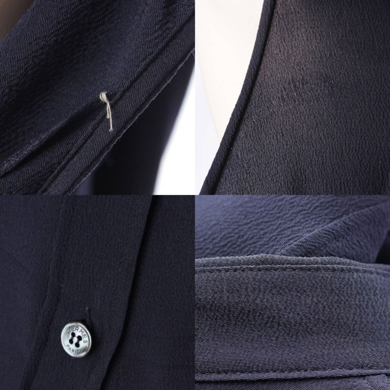 HERMES ゴルチエ期 シルク ケープ付き ノースリーブ シャツ ワンピース