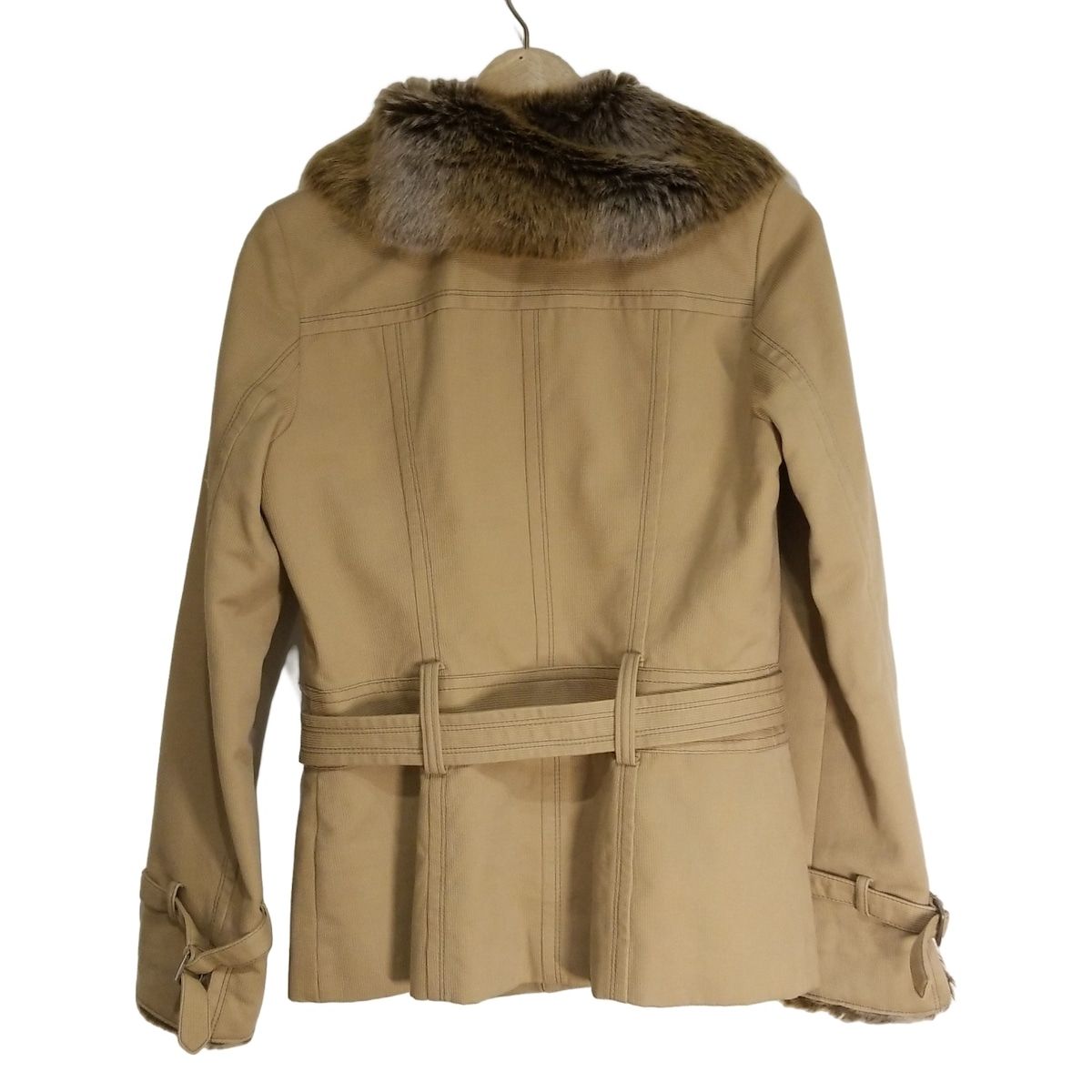 スカート バーバリーブルーレーベル コート サイズ38 M レディース - ベージュ×ブラウン 長袖|コーデュロイ|フェイクファー|中綿|冬